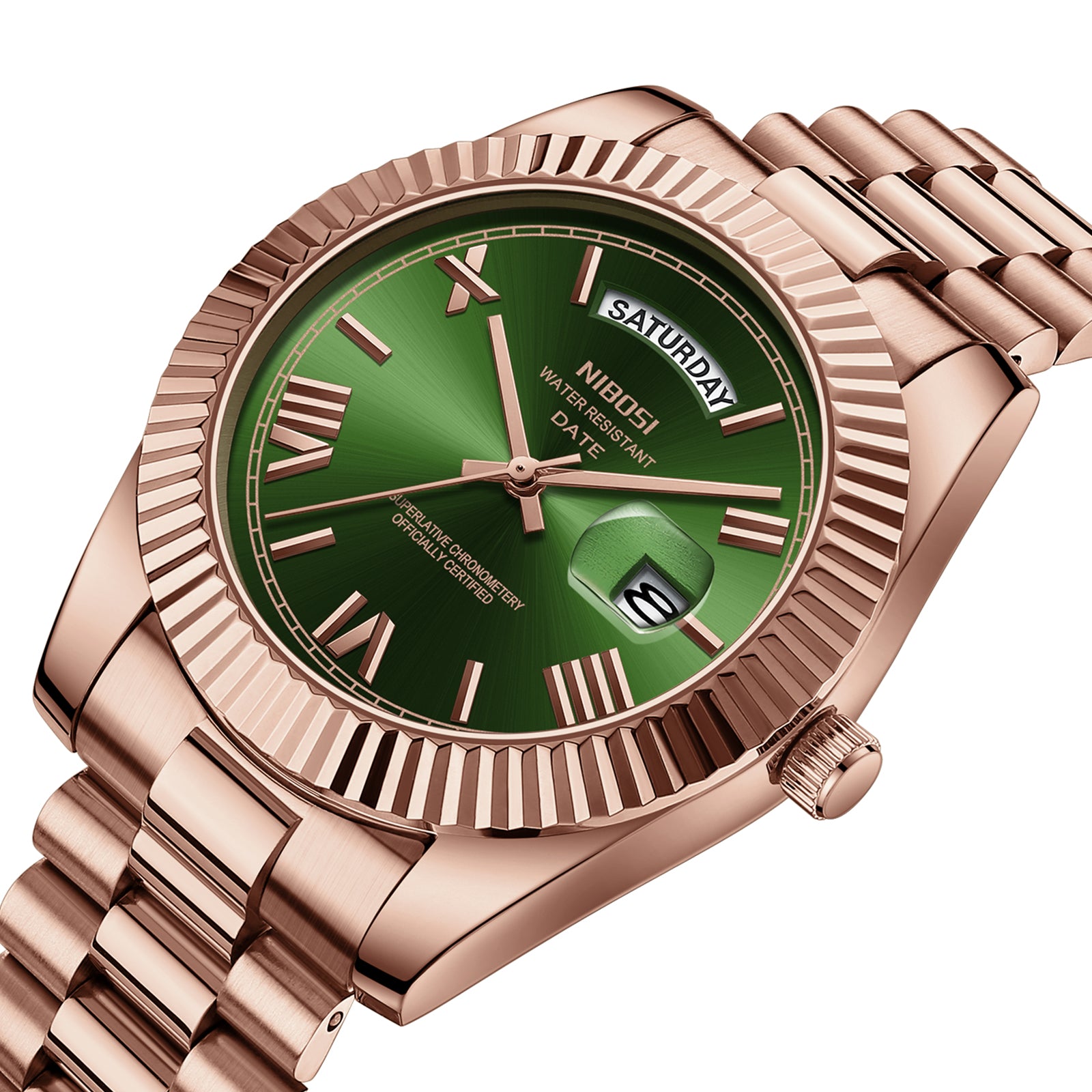 Nibosi Day-Date Roman Rose Green