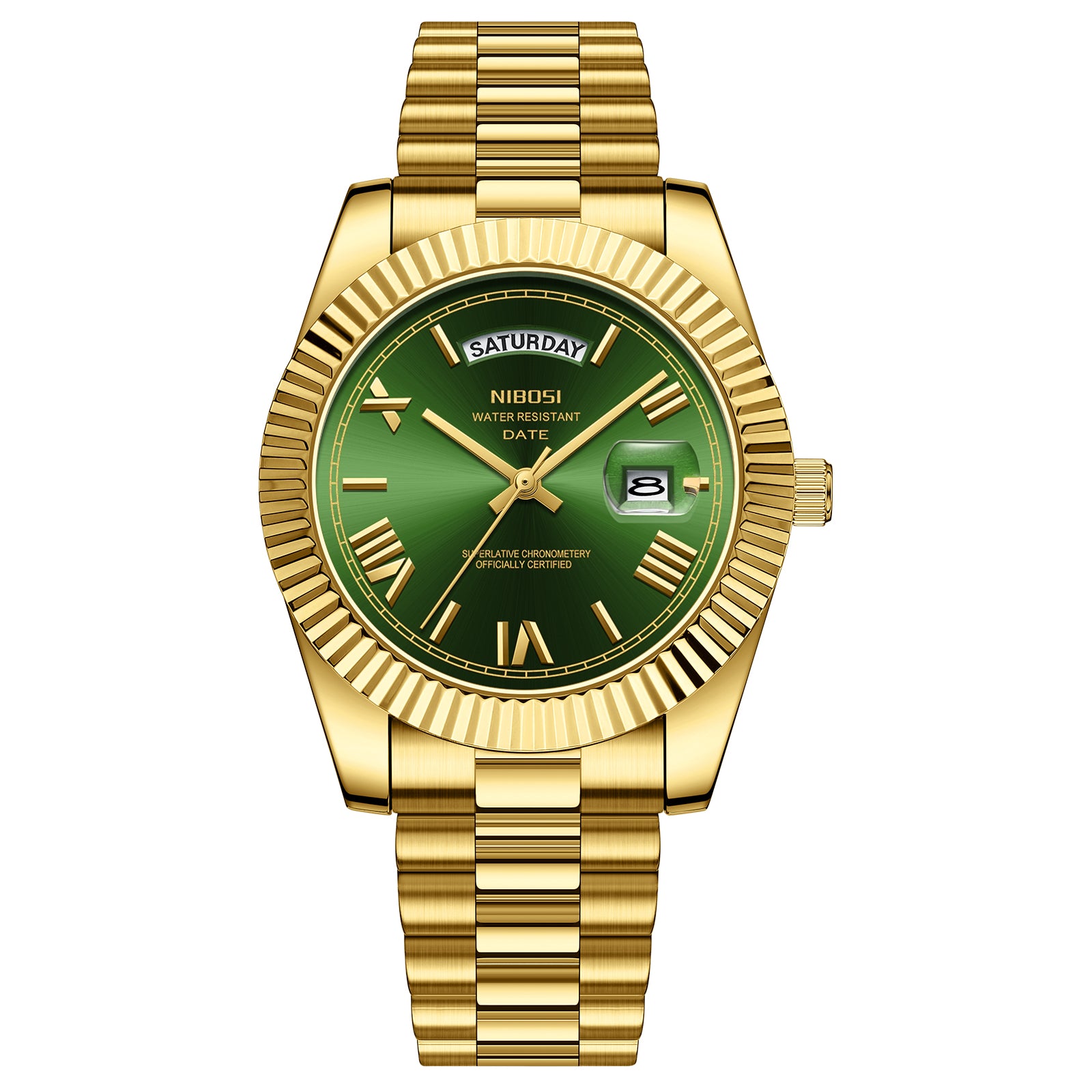 Nibosi Day-Date Roman Gold Green