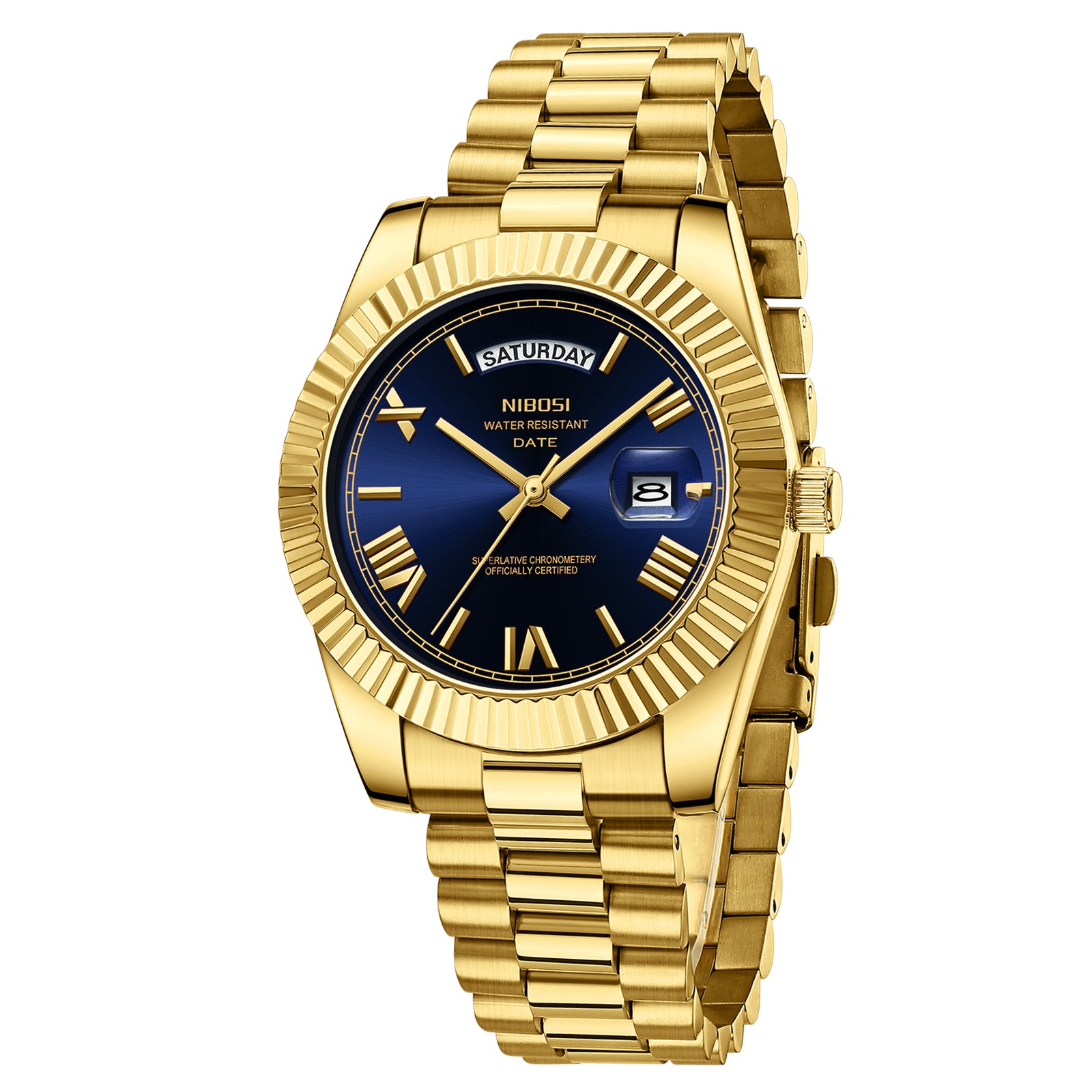 Nibosi Day-Date Roman Gold Blue