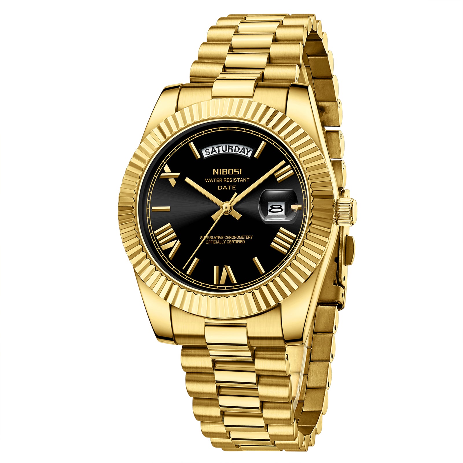 Nibosi Day-Date Roman Gold Black