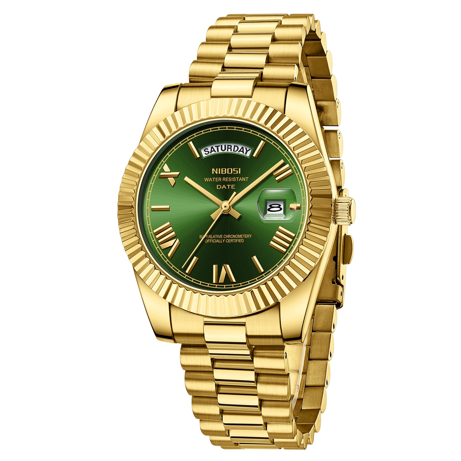 Nibosi Day-Date Roman Gold Green