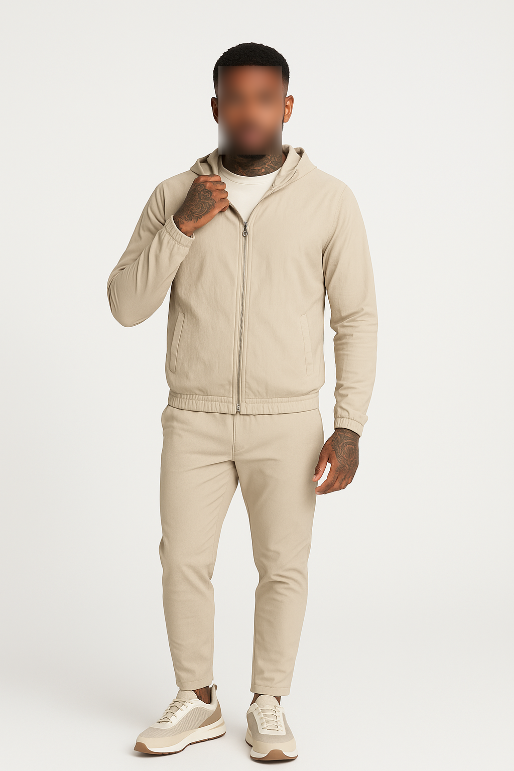 BEIGE HOODED UTILITY SUIT