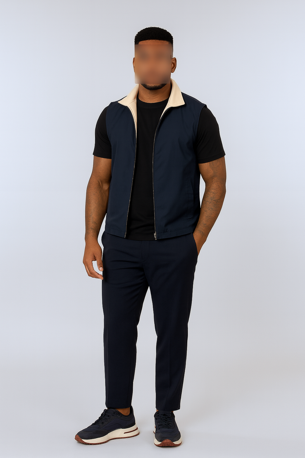 NAVY REVERSE BODYWARMER