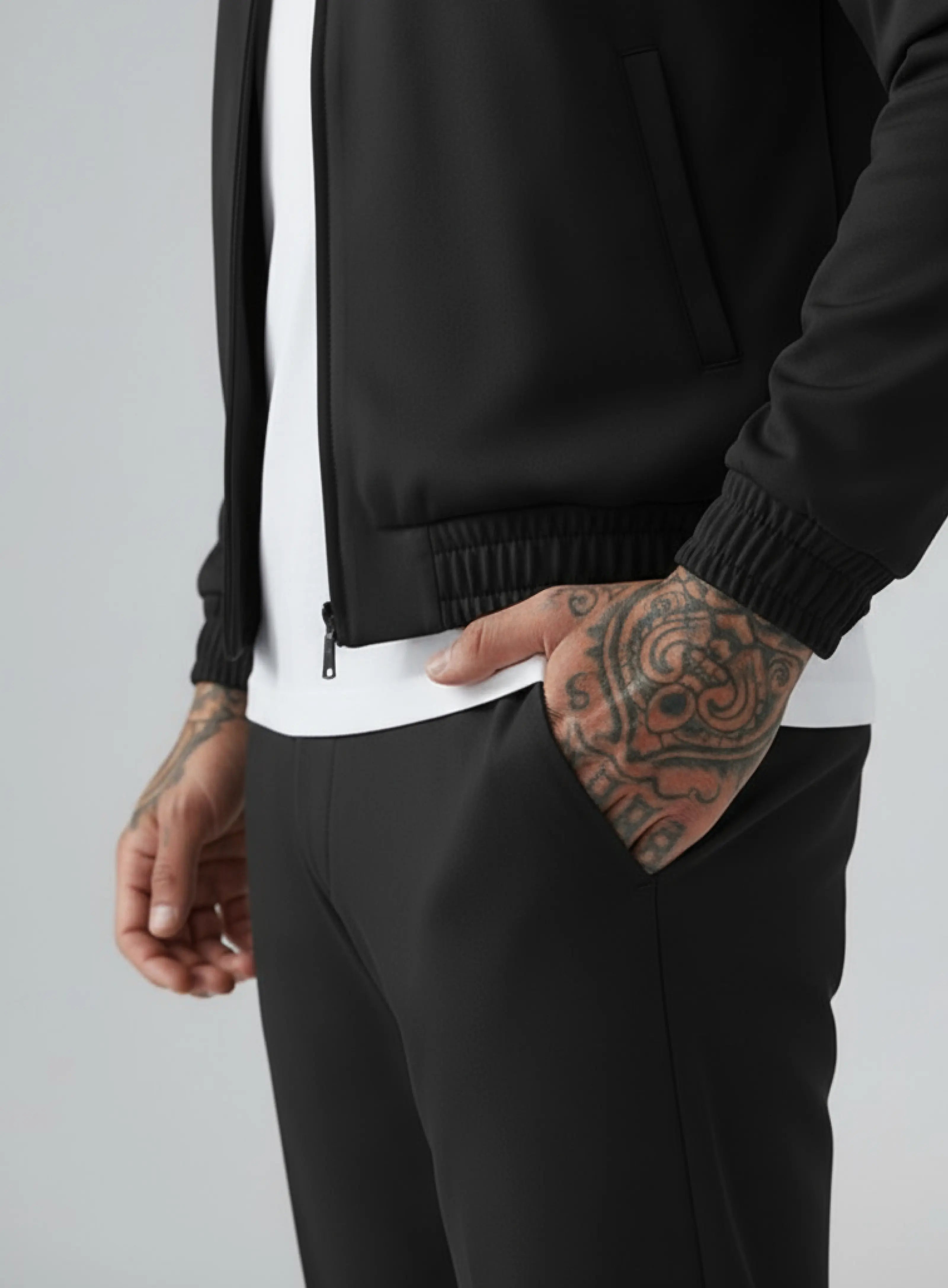 BLACK HOODED UTILITY SUIT